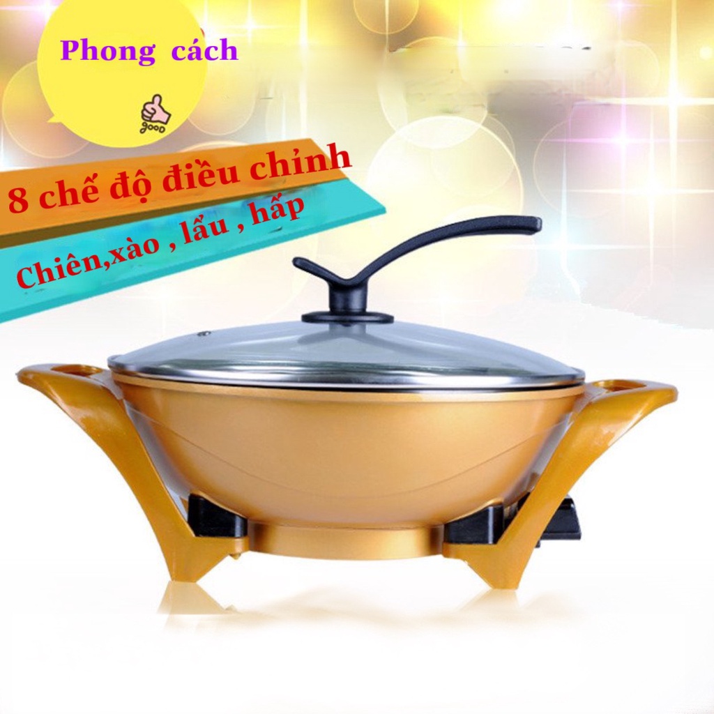 Nồi lẩu điện đa năng siêu chống dính chiên xào lẩu nướng tiện dụng