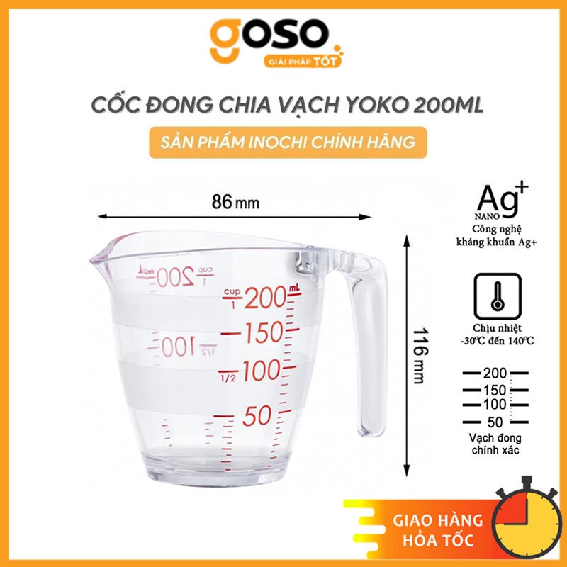 [GOSO] Cốc Đong YOKO 200ML, Ly Chia Vạch Chính Hãng INOCHI