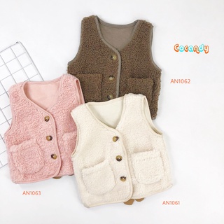 Áo khoác gile thỏ lông cừu mặc được hai mặt cho bé của cocandy mã an1061n