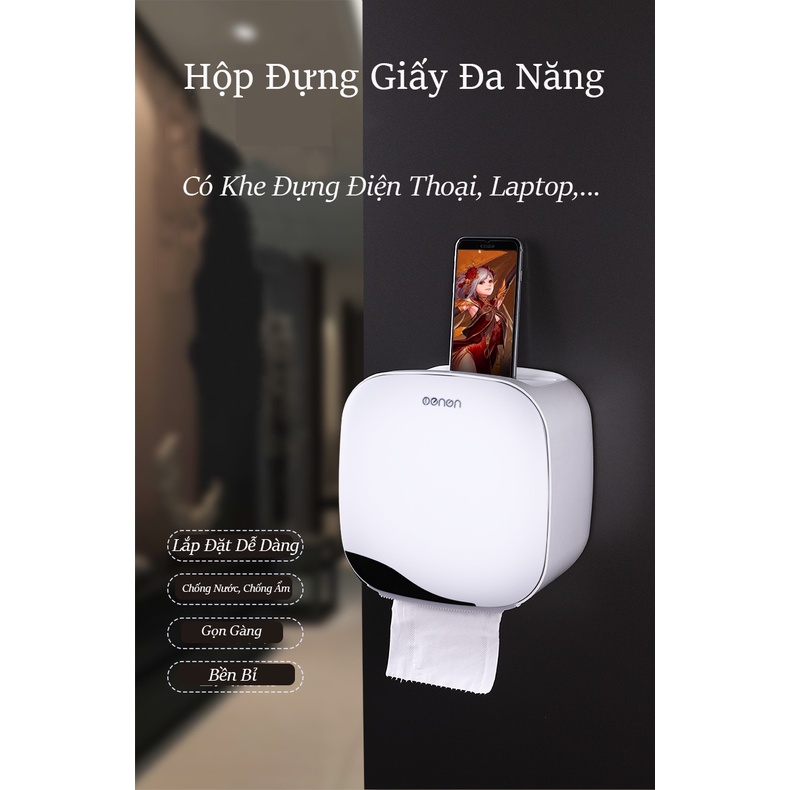 Hộp Đựng Giấy Vệ Sinh OENON, Kệ Dán Tường Nhà Tắm Nhà Vệ Sinh 2 Ngăn Chống Nước