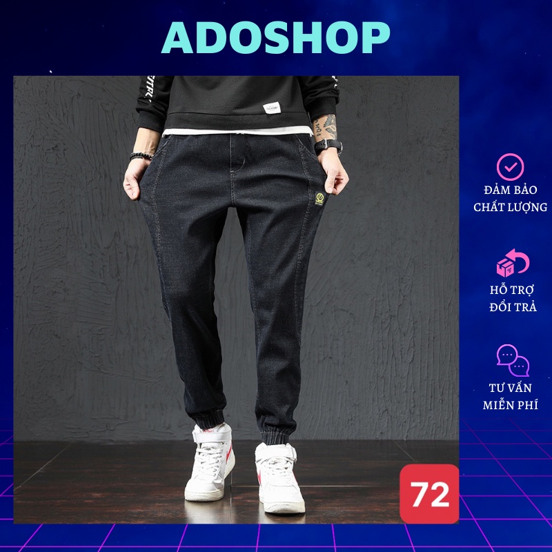 ▪Quần jean jogger nam màu đen đậm bo chân không rách gối chất bò cao cấp co dãn 4 chiều from dáng baggy skinny ADO Q114