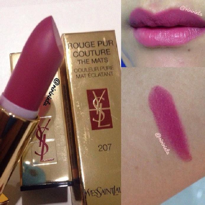 Son YSL rouge pur couture màu 207 Rose Perfecto Hồng cánh sen