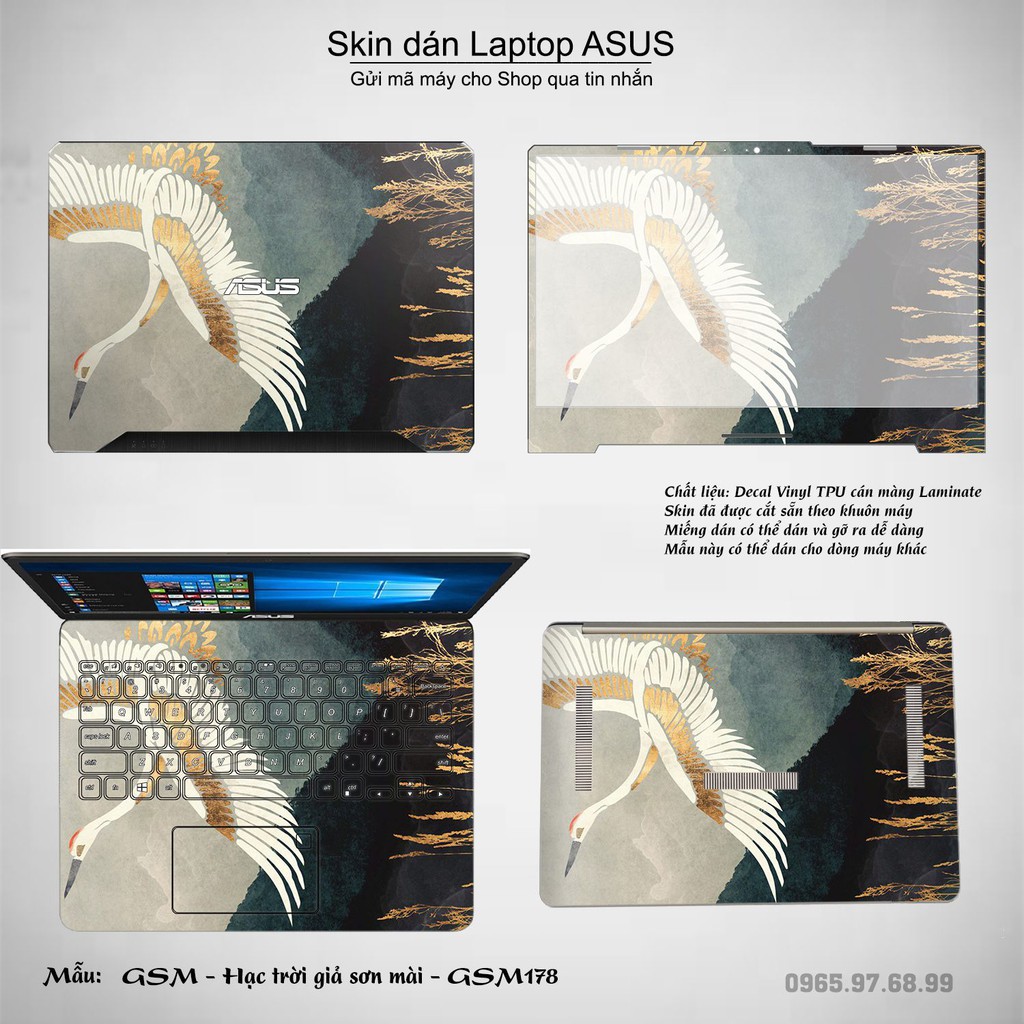 Skin dán Laptop Asus in hình sơn mài (inbox mã máy cho Shop)