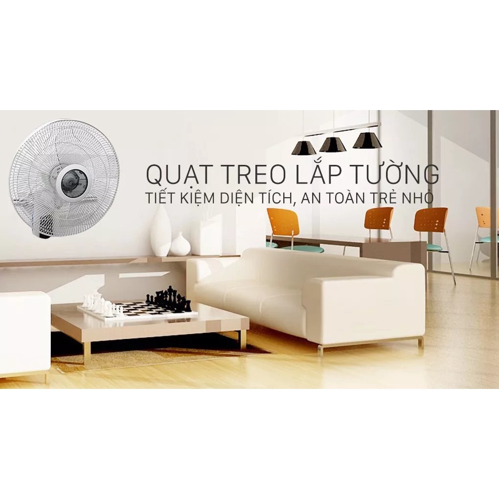 Quạt Treo Tường 3 Cánh, Midea FW40-7JR (Công Suất 55W - 3 Cấp Gió, Có Điều Khiển Từ Xa ) - Hàng Chính Hãng