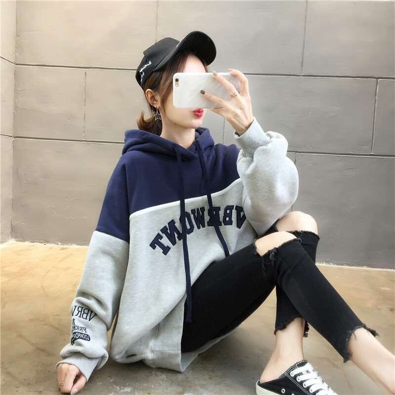 Áo khoác, áo hoodie unisex nam nữ nỉ ngoại đơn giản phối 2 màu dễ thương năng động thời trang học đường