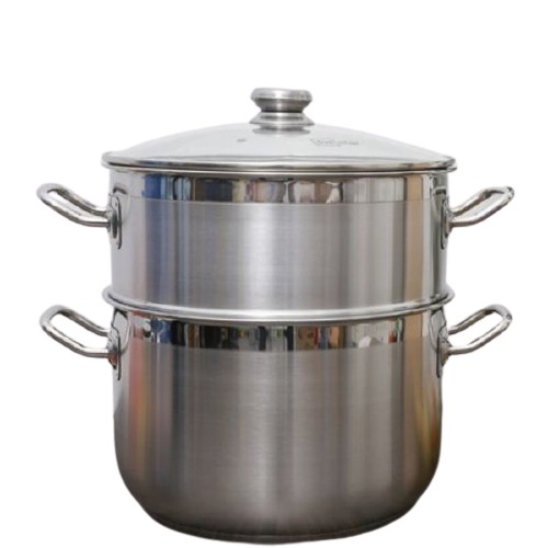 Bộ nồi xửng hấp inox 430 FiveStar Standard 3 đáy nắp kính tặng 2 muỗng canh ( 26cm/28cm/30cm),