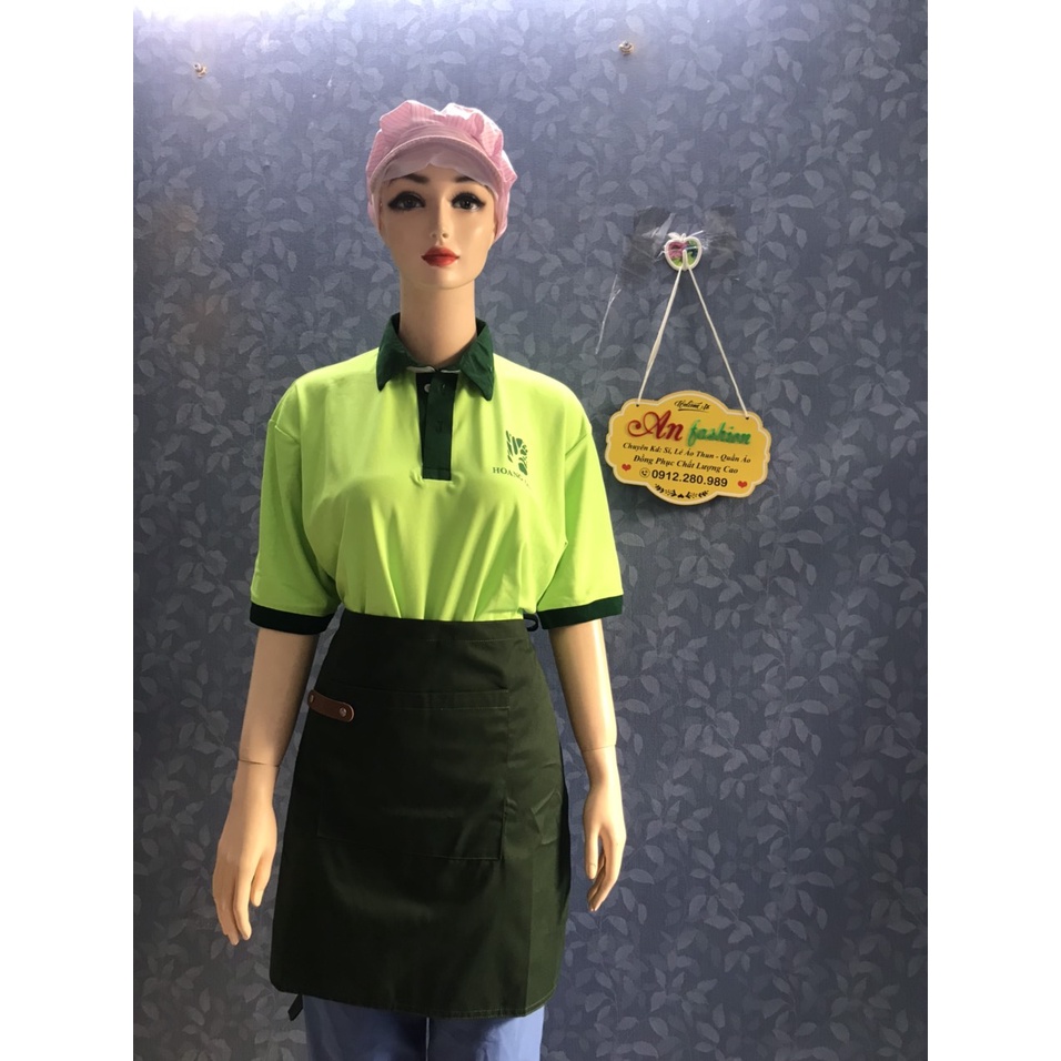 Tạp dề NGẮN Màu xanh đen phục vụ Giá Rẻ Tạp dề đồng phục quán cafe, làm bếp, gia đình -  Hình chụp thật