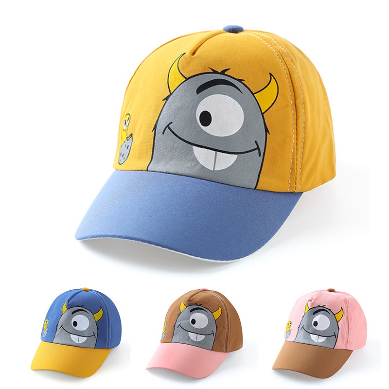 Mũ lưỡi trai chống nắng thoáng khí họa tiết hoạt hình dễ thương có thể điều chỉnh cho bé 1-4 tuổi