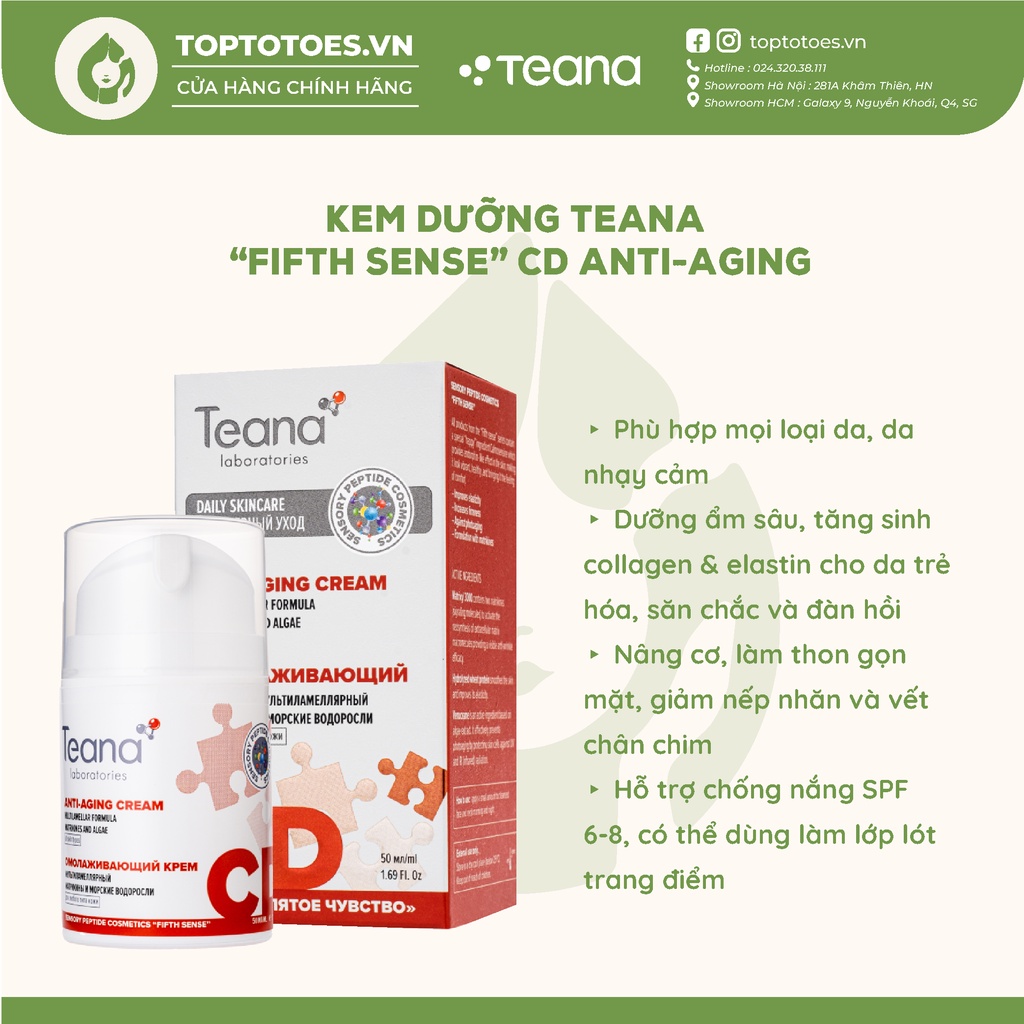 Kem dưỡng Teana Fifth Sensein CD Anti-aging Cream giúp nâng cơ, chống lão hóa 50ml