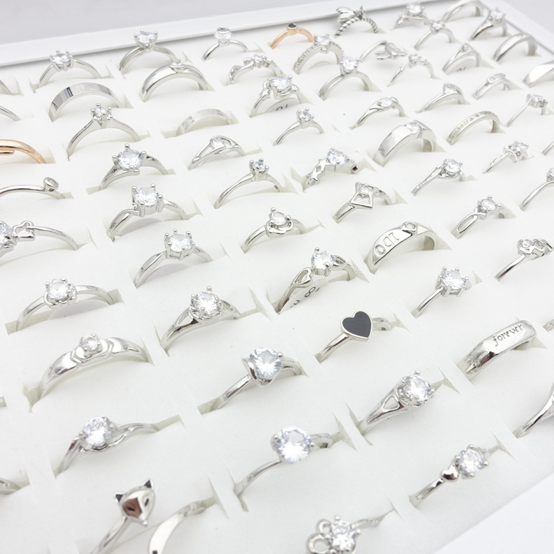 Set 10 Nhẫn Đính Đá Zircon Lấp Lánh Phong Cách Lãng Mạn Thời Trang Cho Nữ