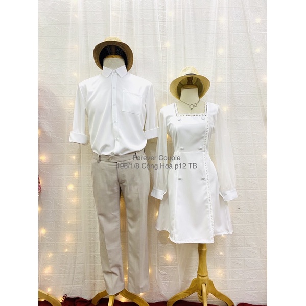 Áo váy đôi trắng đi tiệc siêu xinh Forever Couple Store