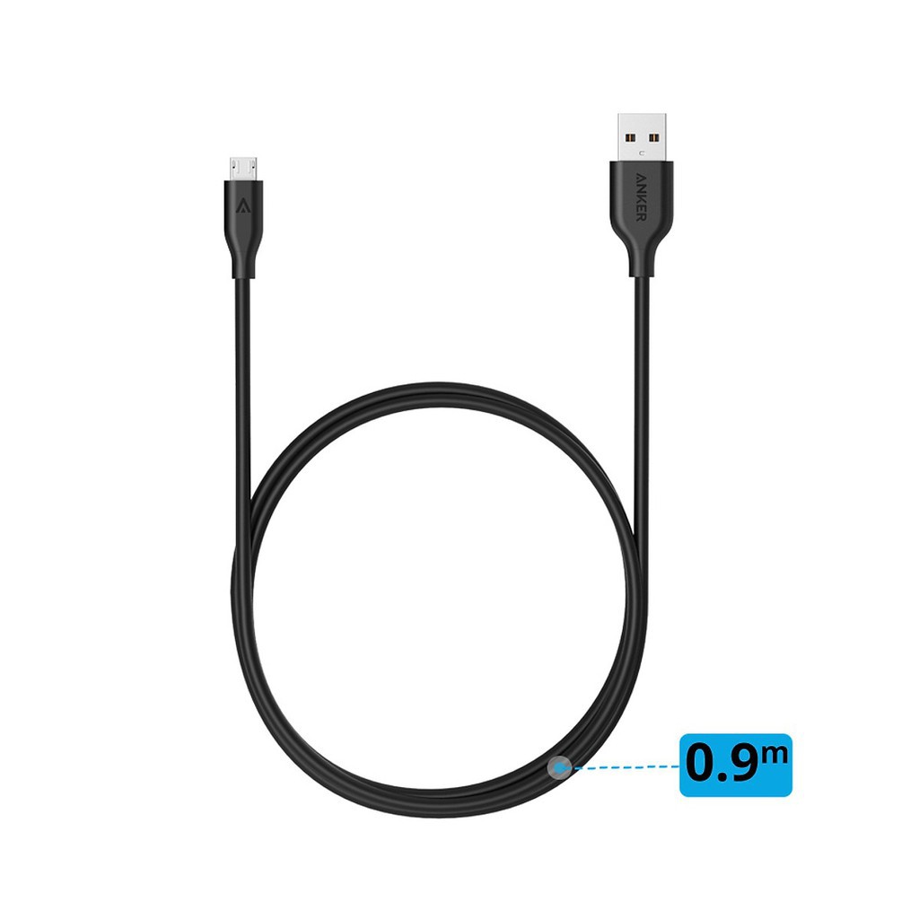 [Nhập mã JNTMAR giảm 30k ]Dây Cáp Sạc Micro USB Anker PowerLine 0.9m ( Đen ) - A8132 - Hàng Chính Hãng