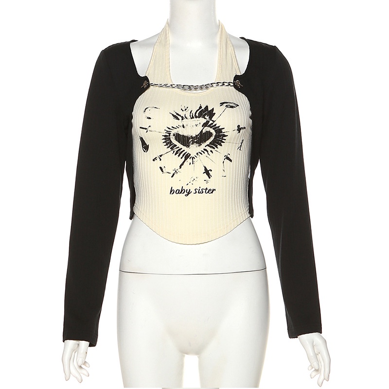 Áo Tank Top Tay Dài In Họa Tiết Nghệ Thuật Thời Trang Cho Nữ