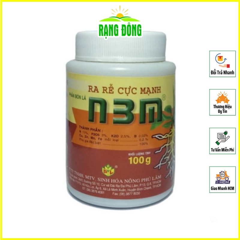 Phân Bón Lá Kích Thích Ra Rễ Cực Mạnh N3M - Siêu Ra Rễ Cho Cây (Lọ 100 gram) - Hạt giống Rạng Đông