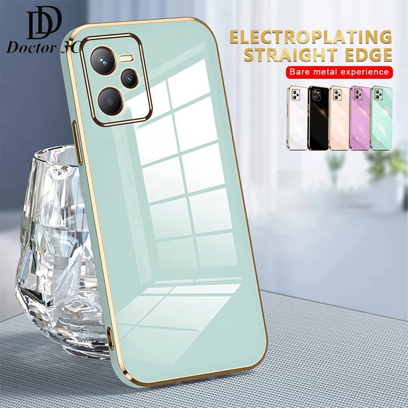 Ốp Điện Thoại Viền Vuông TPU Mềm Mạ Điện Kèm Phim Bảo Vệ Lens Cho Realme GT GT2 Pro Neo2 Neo 2 X7 V15 Q3 X2 XT 4G 5G 2022