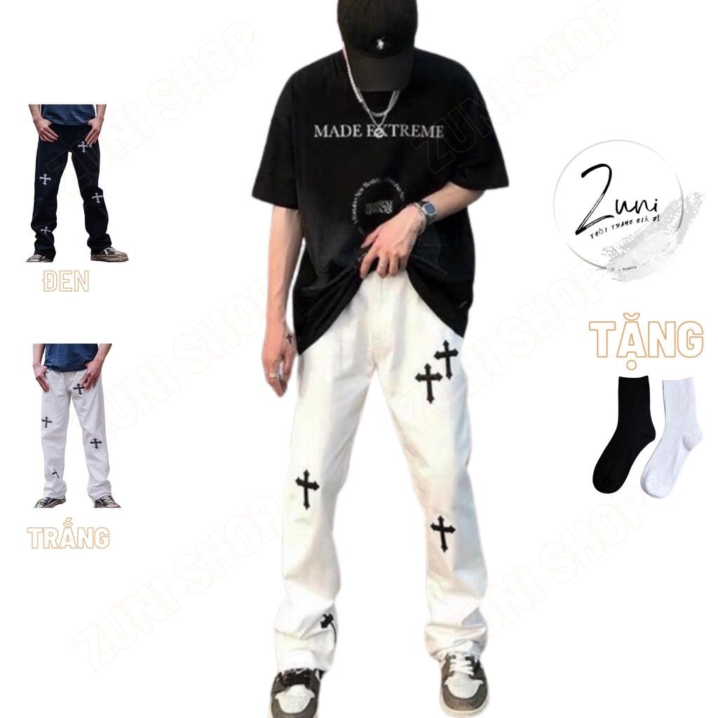 ✽◄Quần jean nam , thánh giá ống suông, rộng hottrend hàn quốc 2022 ZUNI SHOP