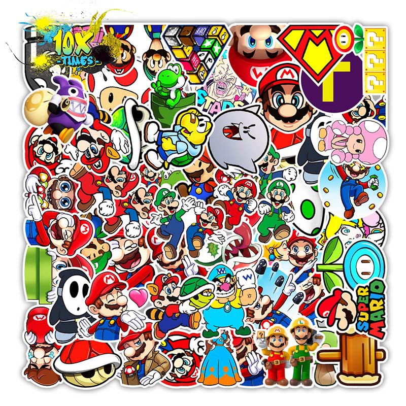 set 50 sticker game mario, among us, minikraft dán máy tính, điện thoại,lap top, sticker dán mũ bảo hiểm, valy