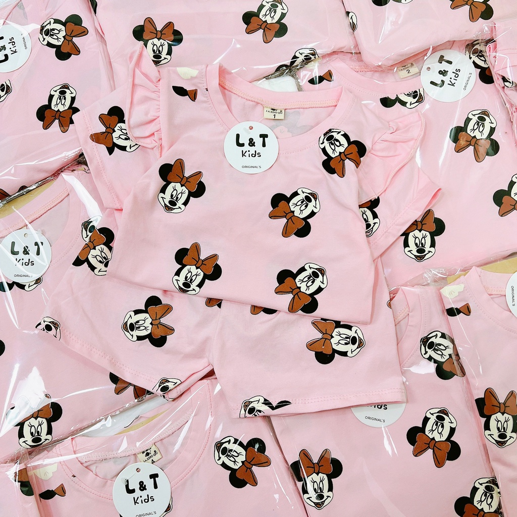 Sét bộ cotton tay bèo Bipu siêu xinh cho bé gái mặc thoáng mát