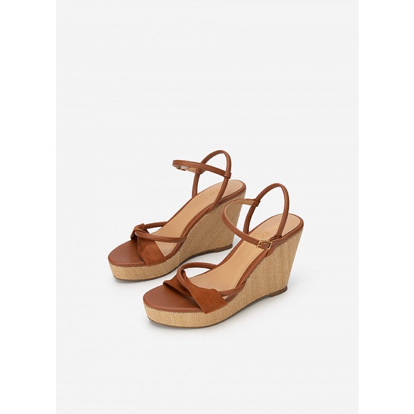 Vascara Giày Sandal Đế Xuồng Cói Phối Quai Nubuck - SDX 0428 - Màu Nâu