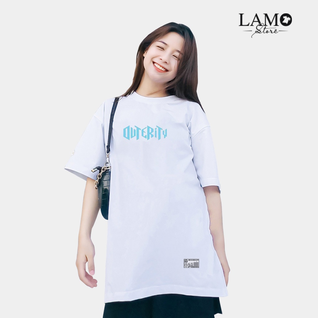 Áo thun Outeriity SIG 2-WHITE Áo Thun Tay Lỡ nam nữ, áo phông unisex from rộng Oversize - V205