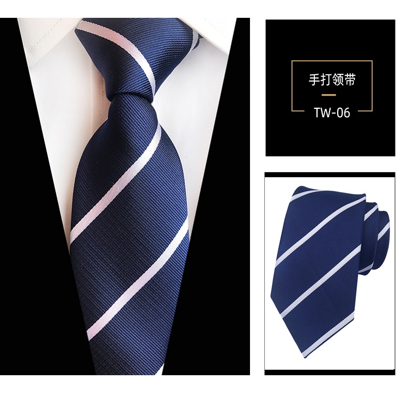 Cà Vạt Kẻ Sọc Màu Xanh Navy Thời Trang Công Sở Cho Nam [Giao Hàng Trong 24 Giờ]