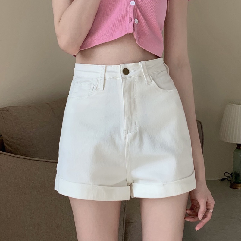 Quần Short Denim Ống Đứng Ôm Dáng Co Giãn Thời Trang Mùa Hè Cho Nữ