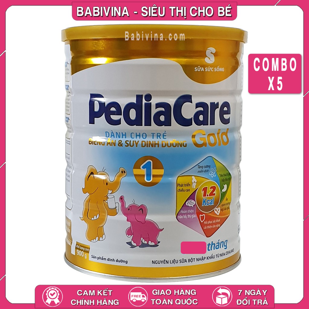 [LẺ GIÁ SỈ] Combo 5 Hộp Sữa Bột Pediacare Gold 1 900G