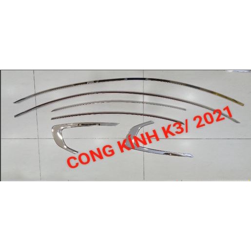 Nẹp viền chân kính, cong kính xe Kia K3 đời 2021- Chất liệu Inox sáng bóng