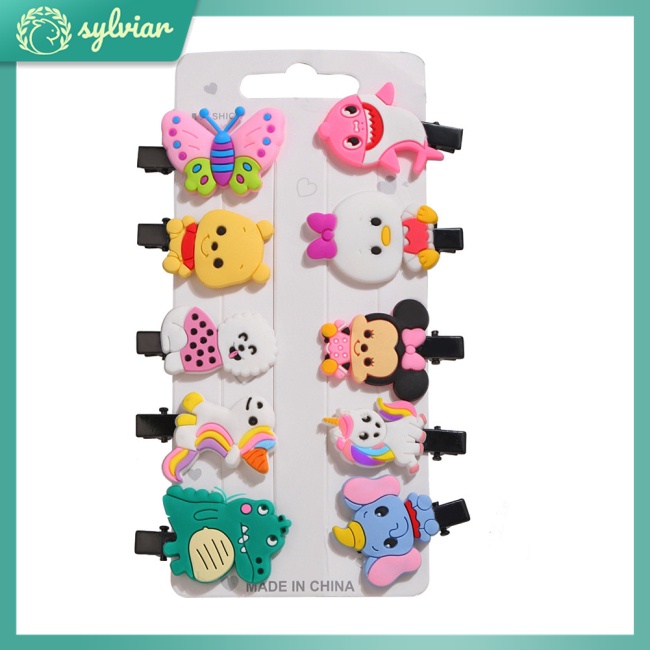 Set 10 Kẹp Tóc Hình Cây Kem/Trái Cây Hoạt Hình Dễ Thương Cho Bé