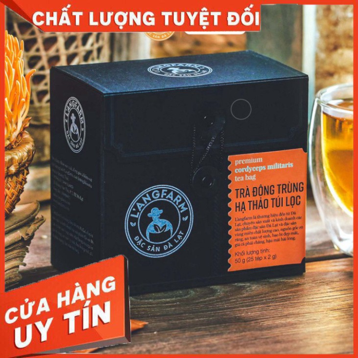 Trà đông trùng hạ thảo túi lọc L'angfarm hộp 25 tép Được chế biến từ nguyên liệu tự nhiên, hương vị thơm ngon.