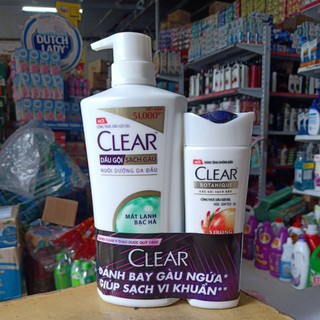 Dầu gội đầu CLEAR bạc hà 650g tặng dầu gội Clear thảo dược