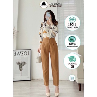 Quần baggy nữ cạp cao 2 cúc bọc zym's house k695