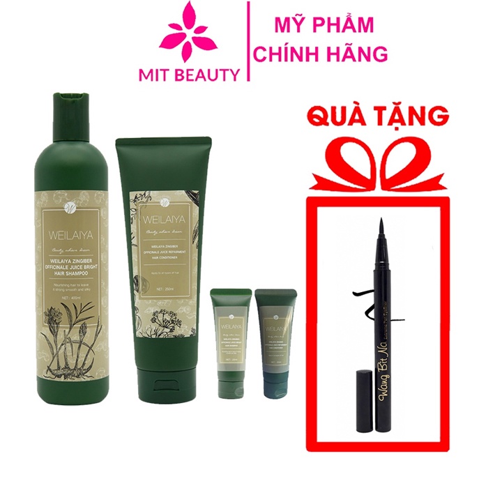 Bộ Dầu Gội Gừng Hà Thủ Ô Weilaiya Tem Nâu Mit Beauty Tinh Chất Gừng Kết Hợp Hà Thủ Ô Giúp Mọc Tóc Ngăn Rụng Tóc