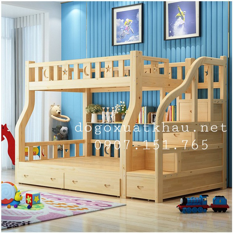 Giường tầng gỗ tự nhiên cho bé | BigBuy360 - bigbuy360.vn