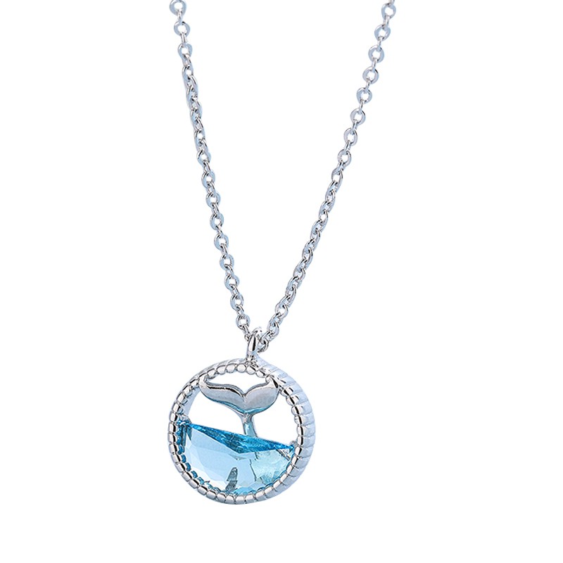 vòng cổ Mạ Bạc 925 Mặt Hình Giọt Nước Đính Đá B529