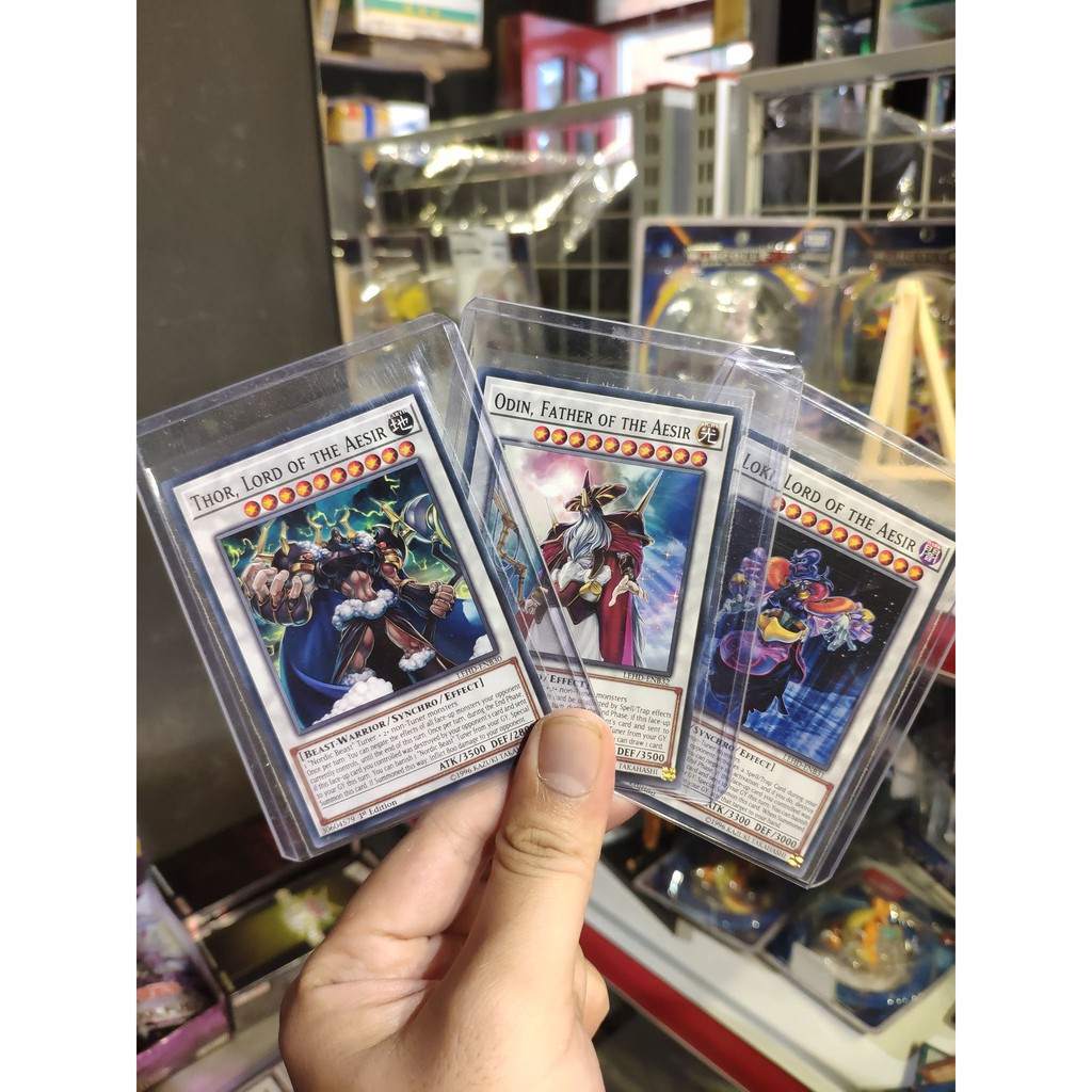 Lá bài thẻ bài Yugioh Combo Tam thần Bắc Âu Odin Thor Loki - Tặng bọc bài nhựa bảo quản