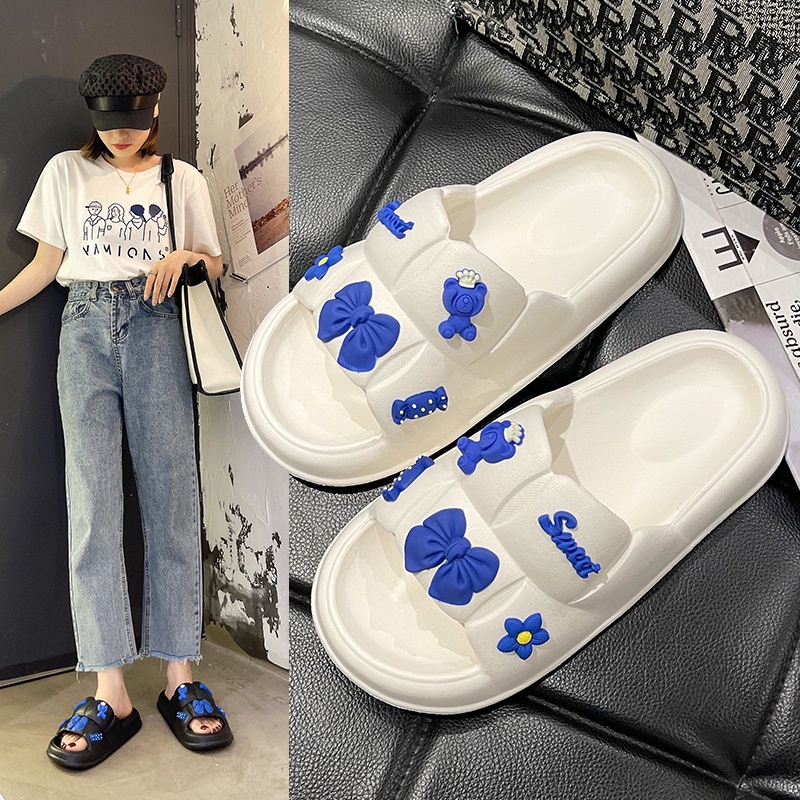 Dép Bánh Mỳ Quai Ngang Hình Hoạt Hình Ngộ Nghĩnh Chuột, Hoa,Nơ, Dép Nữ Đẹp Dp27-Theshe