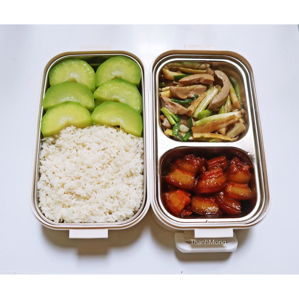 [Kèm Túi] Hộp Đựng Cơm WOODEN STYLE 2 Tầng Ruột Inox Tháo Rời HC01 | BigBuy360 - bigbuy360.vn