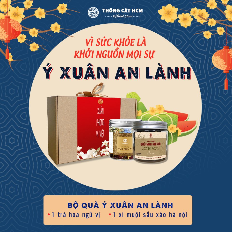 Set quà tặng ý nghĩa Tết 2022 - Bộ quà Ý Xuân An Lành Thông Cát HCM, trà hoa, ô mai, tăng sức đề kháng, bảo vệ sức khỏe | BigBuy360 - bigbuy360.vn