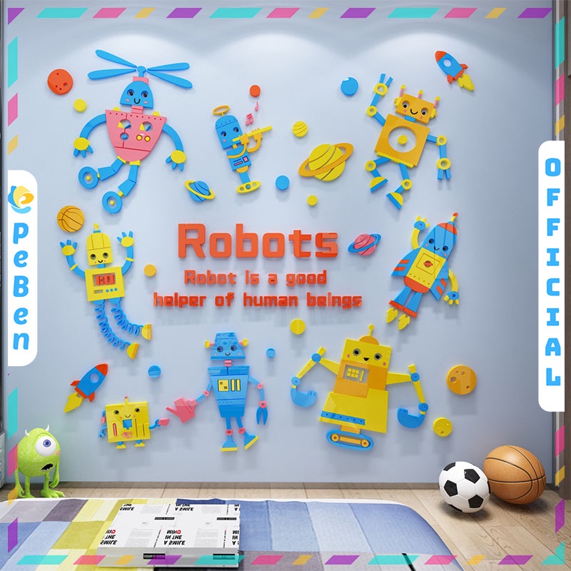 Tranh Mica trang trí tường Lego Science District Trang trí Trường mầm non, phòng ngủ cho bé Nhiều Size - EPeBen