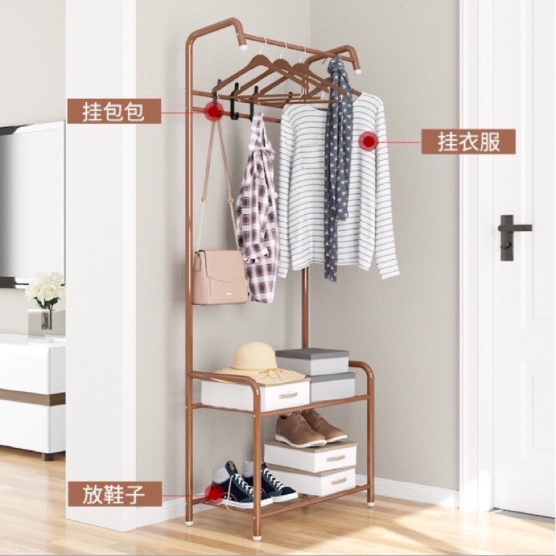 GIÁ TREO QUẦN ÁO CHỮ h KÈM KỆ ĐỂ GIÀY DÉP TIỆN DỤNG