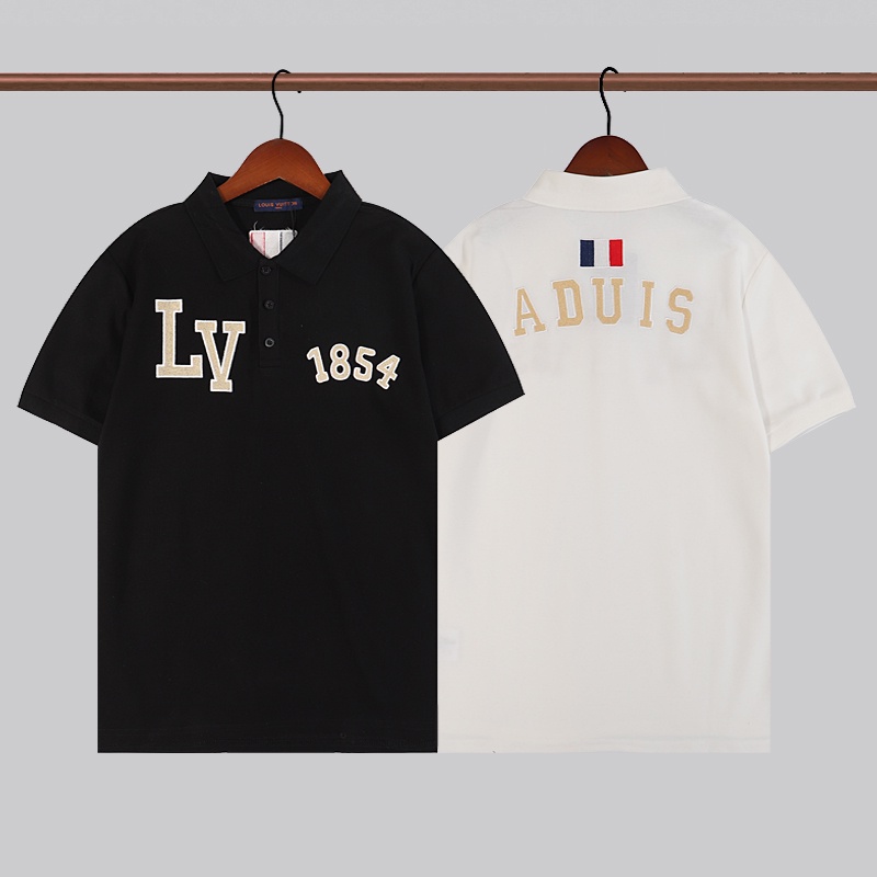 ❤ L--------Áo Thun Cotton Tay Ngắn Có Cổ Thêu Chữ Và Số Thời Trang Unisex