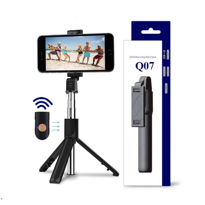 Gậy Q07 Chụp Ảnh Selfie Dành Cho Điện Thoại Kết Nối Bluetooth Không Dây, Có thể Xoay Ngang dọc Đt, Kim Loại sang trọng