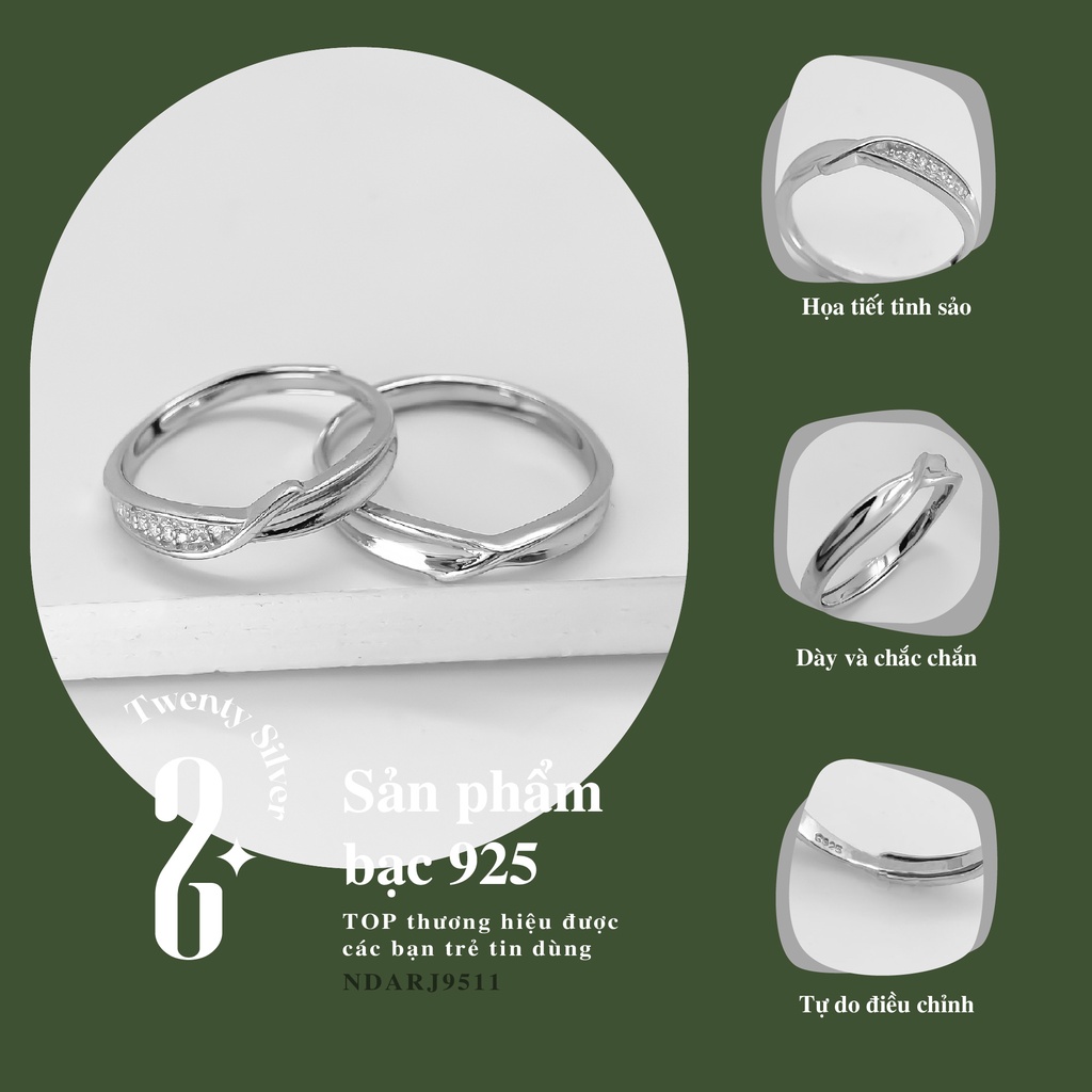 Nhẫn Đôi Bạc S925 Infinity Love NDARJ9511. Nhẫn Đôi Bạc Nam Nữ 20Silver