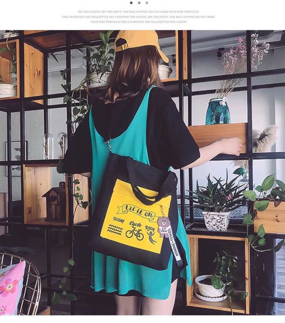 [ TRỢ GIÁ] Túi ToTe XE ĐẠP thời trang chữ TRI IT ON kiểu mới mang vai và đeo chéo đều được của KiTi Shop