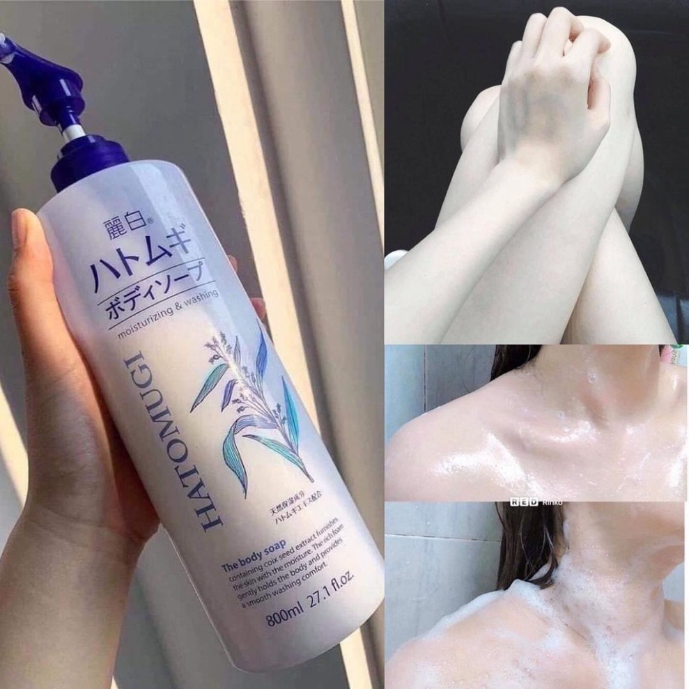 Sữa tắm dưỡng ẩm trắng da Hatomugi Moisturizing Washing 800ml của Nhật Bản