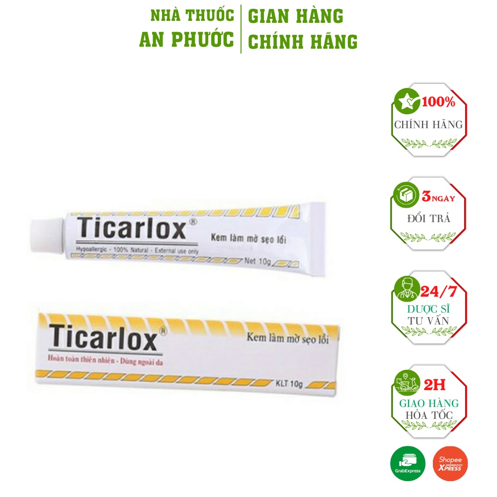 Kem Bôi Ticarlox  ⚡ CAM KẾT CHẤT LƯỢNG ⚡Kem Bôi Liền Sẹo an toàn, hiệu quả(10g)