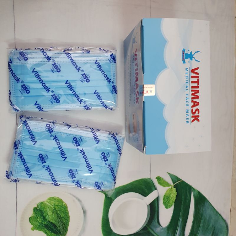 Khẩu Trang Y tế 4 lớp Vitimask Màu Xanh, Xám Hộp 50 cái | BigBuy360 - bigbuy360.vn