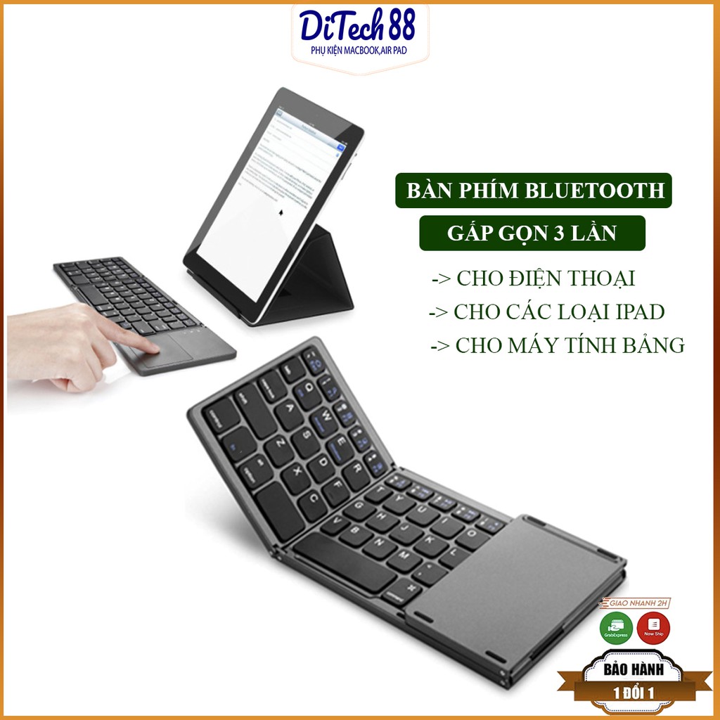 Bàn phím Bluetooth gấp ba lần có bàn di chuột,Bàn phím không dây mới cho điện thoại di động máy tính bảng Ditech88