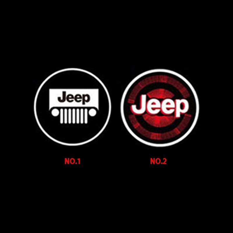 Set 2 Đèn Led Logo Gắn Cửa Xe Hơi Jeep Patriot Liberty Renegade Wrangler Cherokee Compass